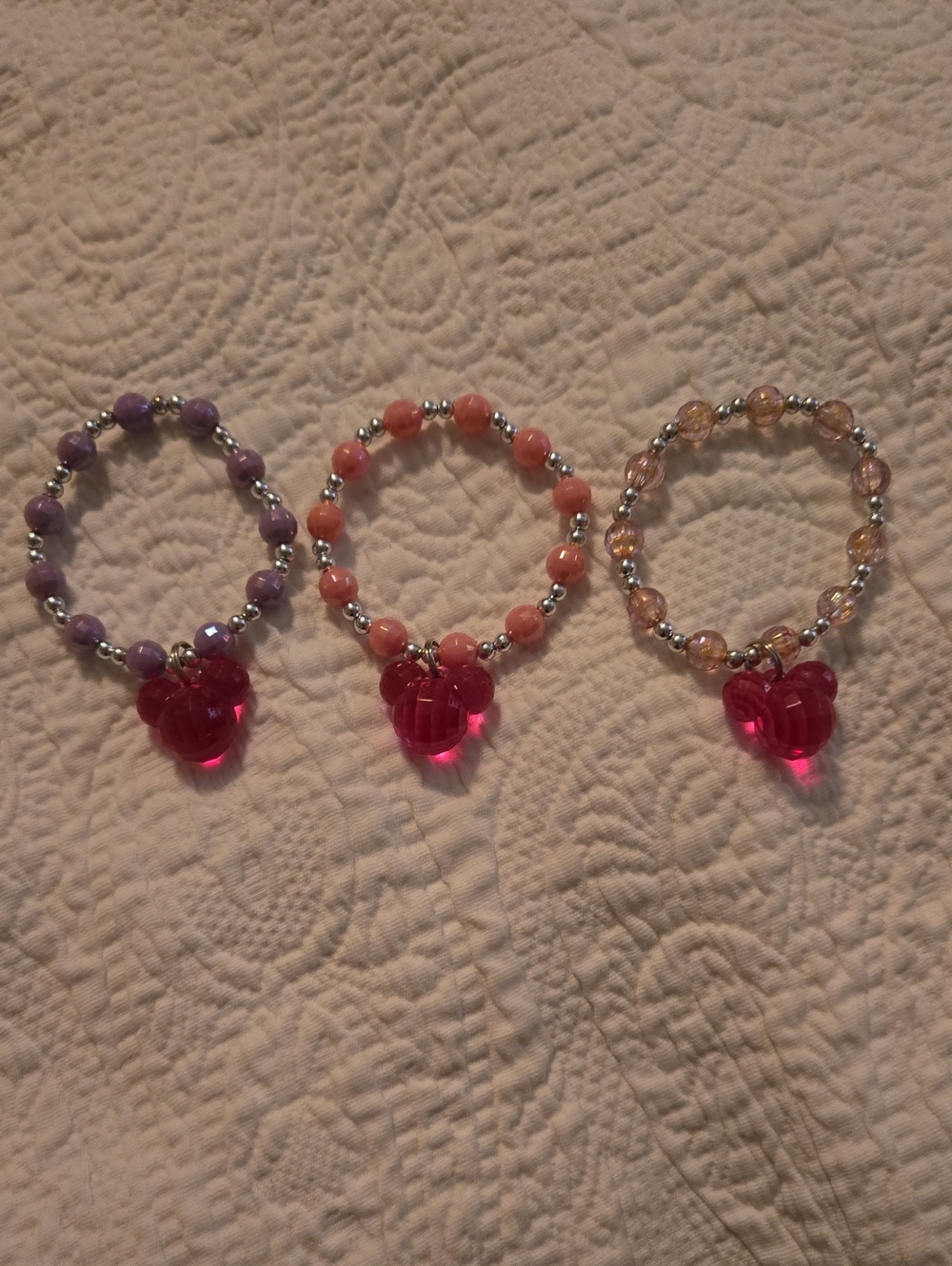 Disney Pink Minnie Mouse Charm Stretch Bracelet Set